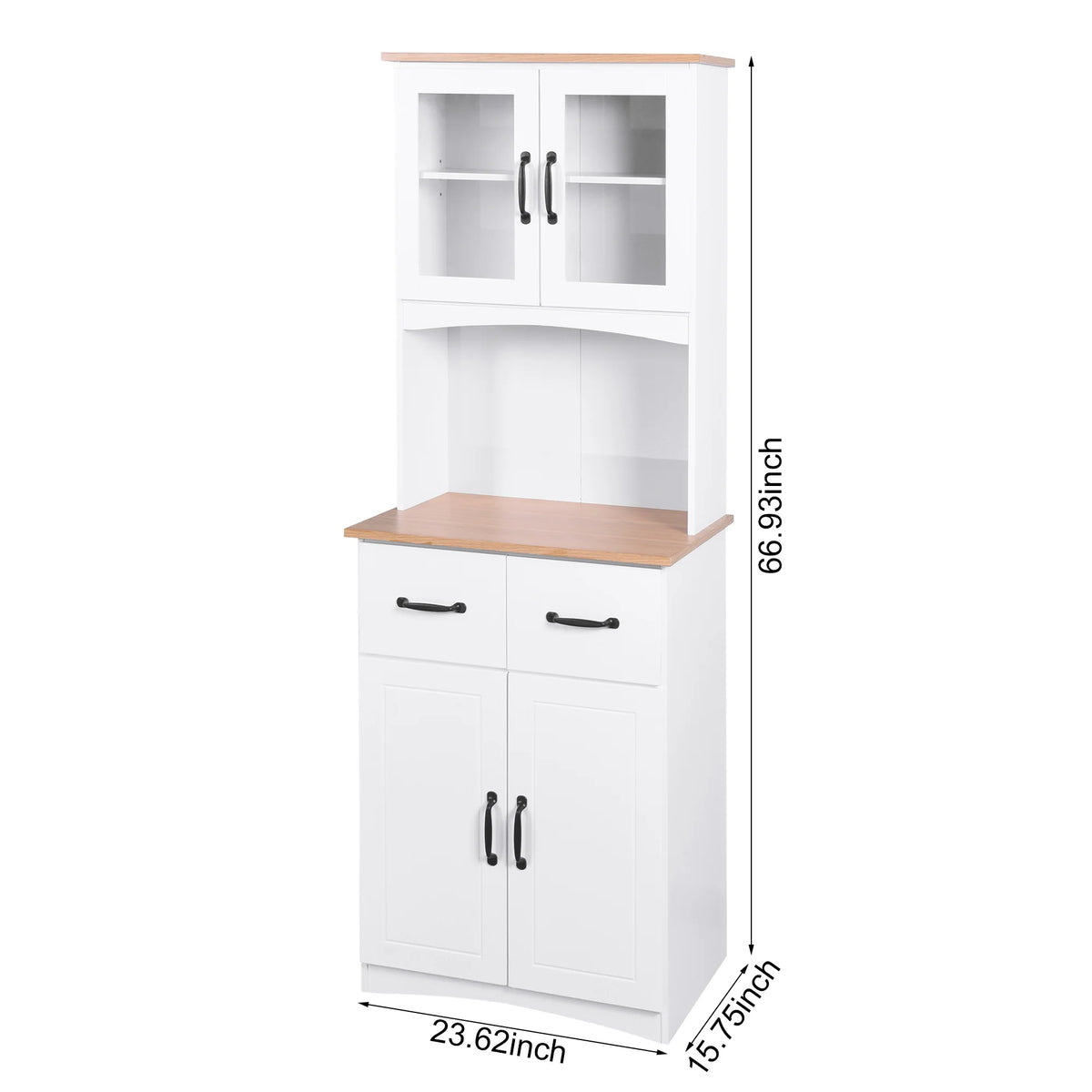 White Tall Wooden Kitchen Cabinet with 2 Drawers I11376