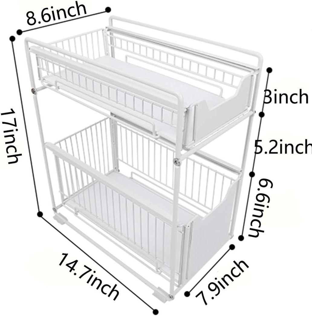 Black Stackable Under Sink Cabinet Organizer with Sliding Drawer B2803