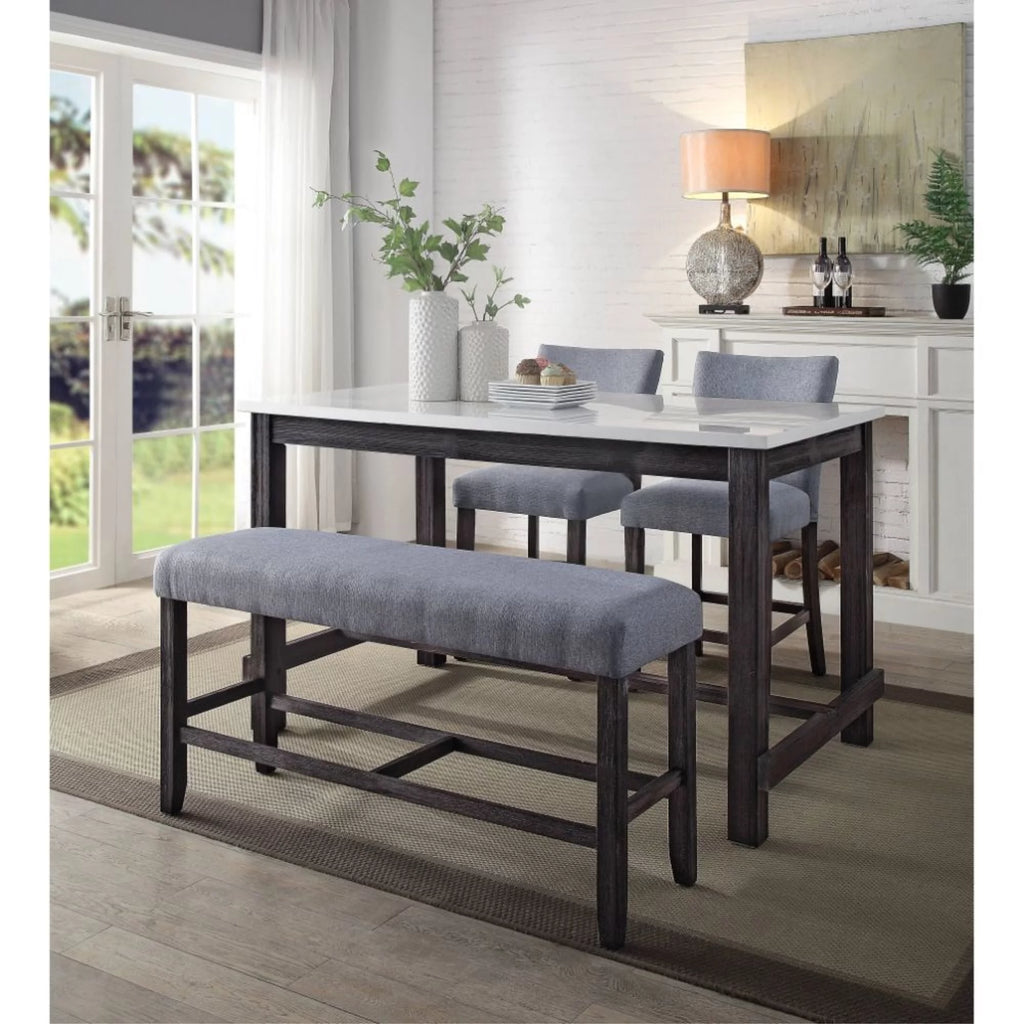 Counter Height Table Marble Weathered Espresso G8457