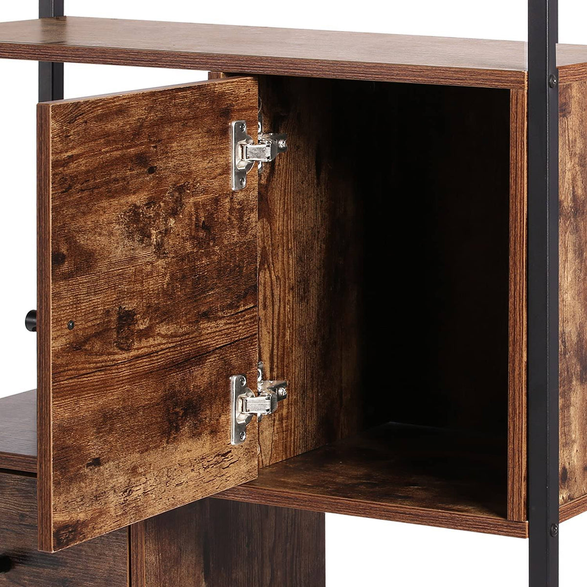 Brown 4-Tier Bookshelf with Drawers P9093