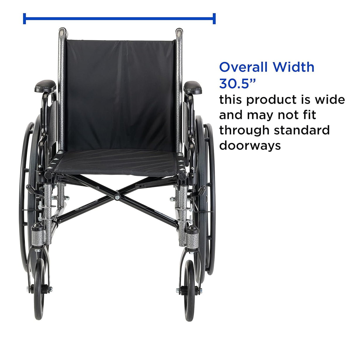 Folding Wheelchair 22 Inch Seat with Padded Legrests & Desk Arms Y270