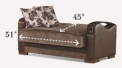 Brown Convertible Sofa Bed with Storage Space Includes 2 Pillows R71272