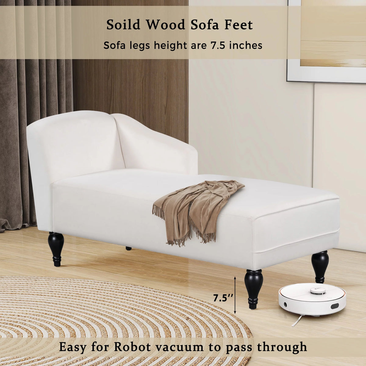 58 inch Velvet Button Tufted Chaise Lounge Sofa Y630055