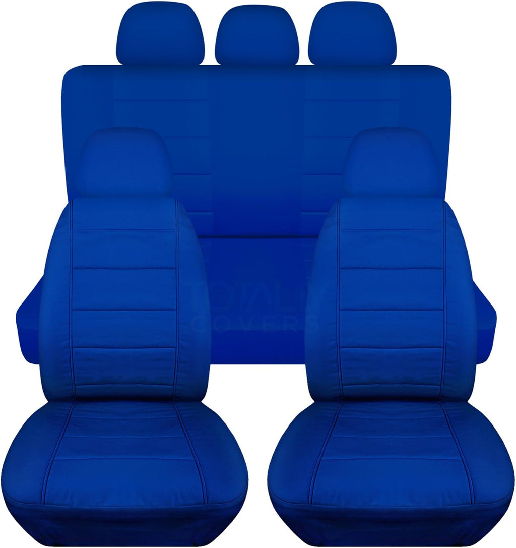 Charcoal Solid Car Seat Covers Full Set with 5 Headrest Covers E5783