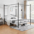 Queen Size Black Metal Canopy Platform Bed U213549