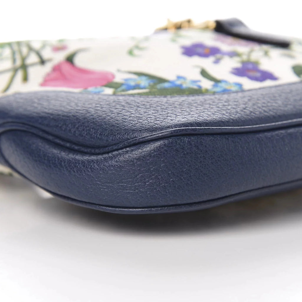 White Blue Canvas Hobo Bag P599