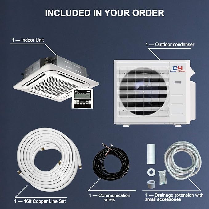 Ceiling Cassette Ductless Mini Split AC/Heating System with Heat Pump G494147