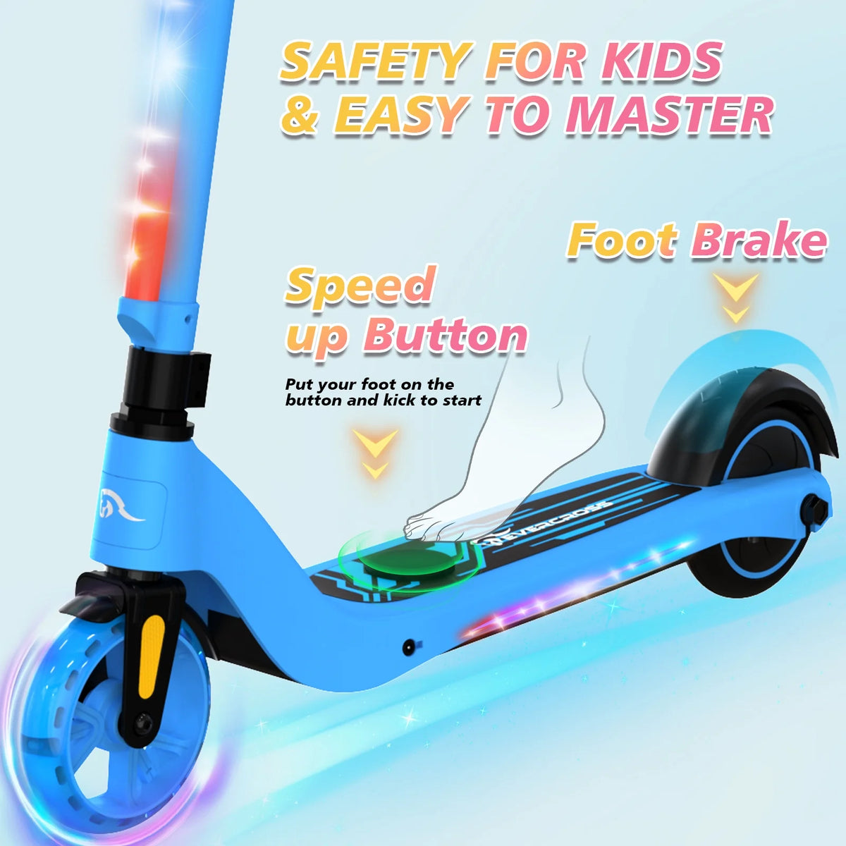 Electric Scooter for Kids, 5 mph, Adjustable Height, Lightweight, Blue Z309