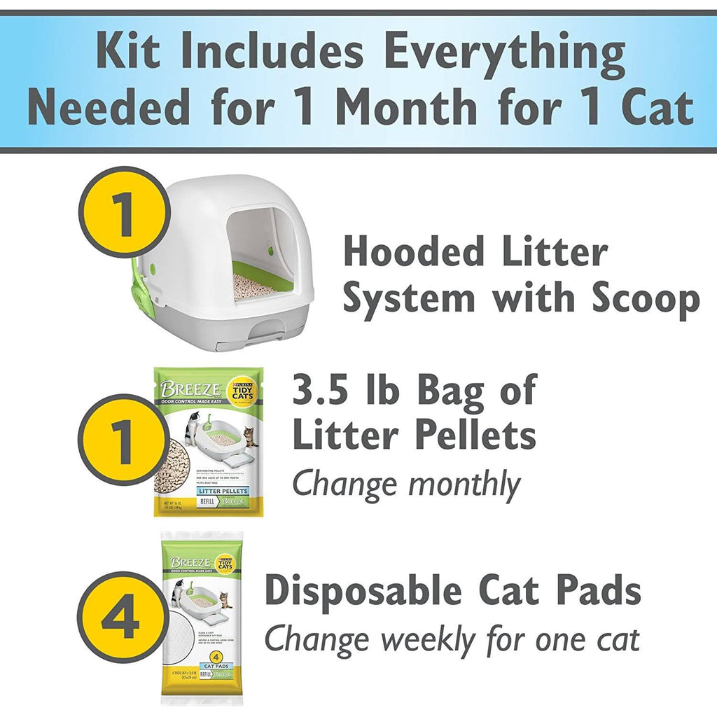 Hooded Cat Litter Box Starter Kit with Litter Pellets & Pads I529669