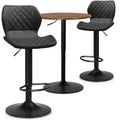 3 Piece Bar Table and Chair Set with Rotatable Tall Bistro Stools D51553