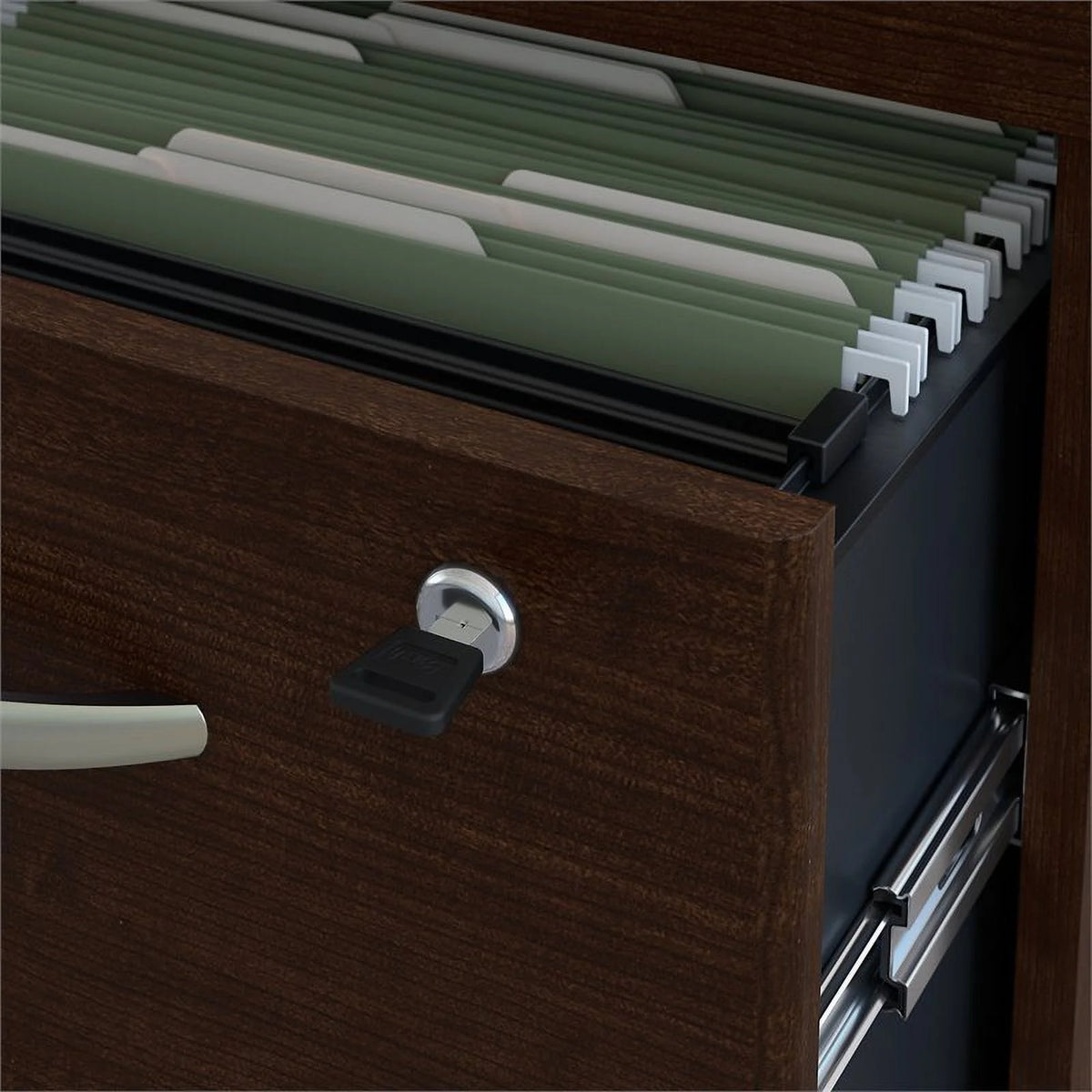 Left Hand U-Shaped Desk with Mobile File Cabinet in Mocha Cherry Z68498