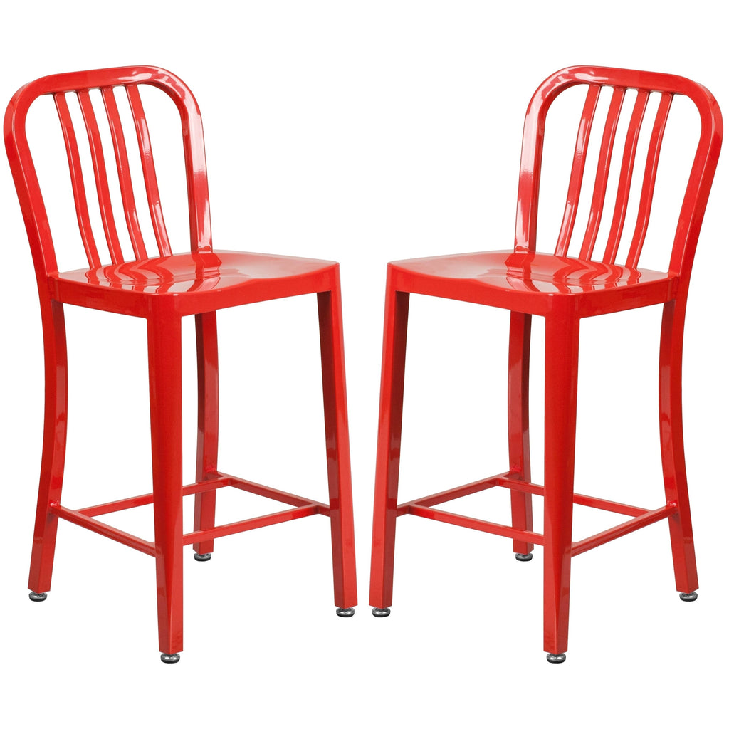 Red Metal Counter Stools L393