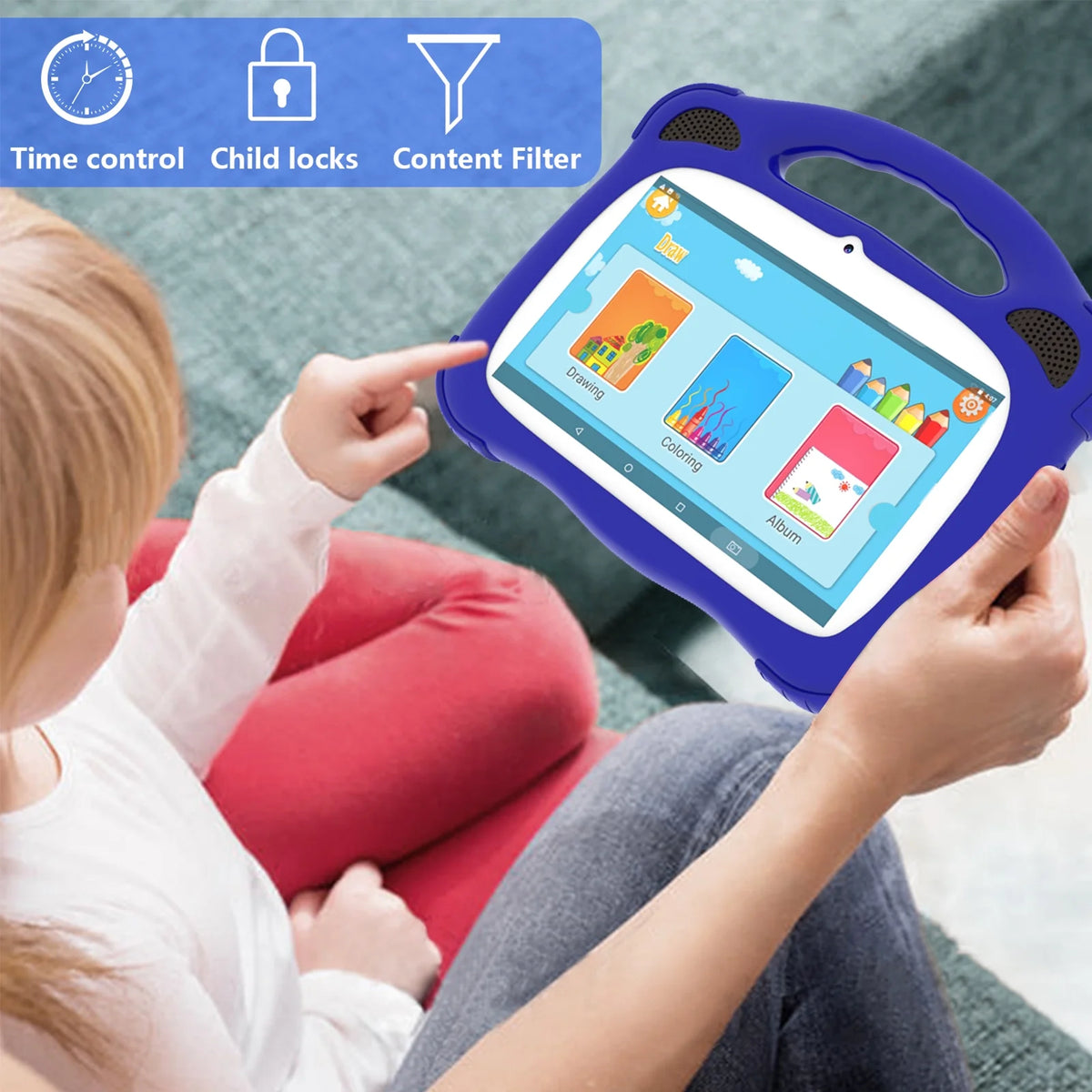 7 inch Kids Tablet with Protective Case 2GB RAM 32GB ROM D7014