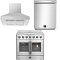 36 Electric French Door Range, Wall Mount Range Hood and Dishwasher Z293276