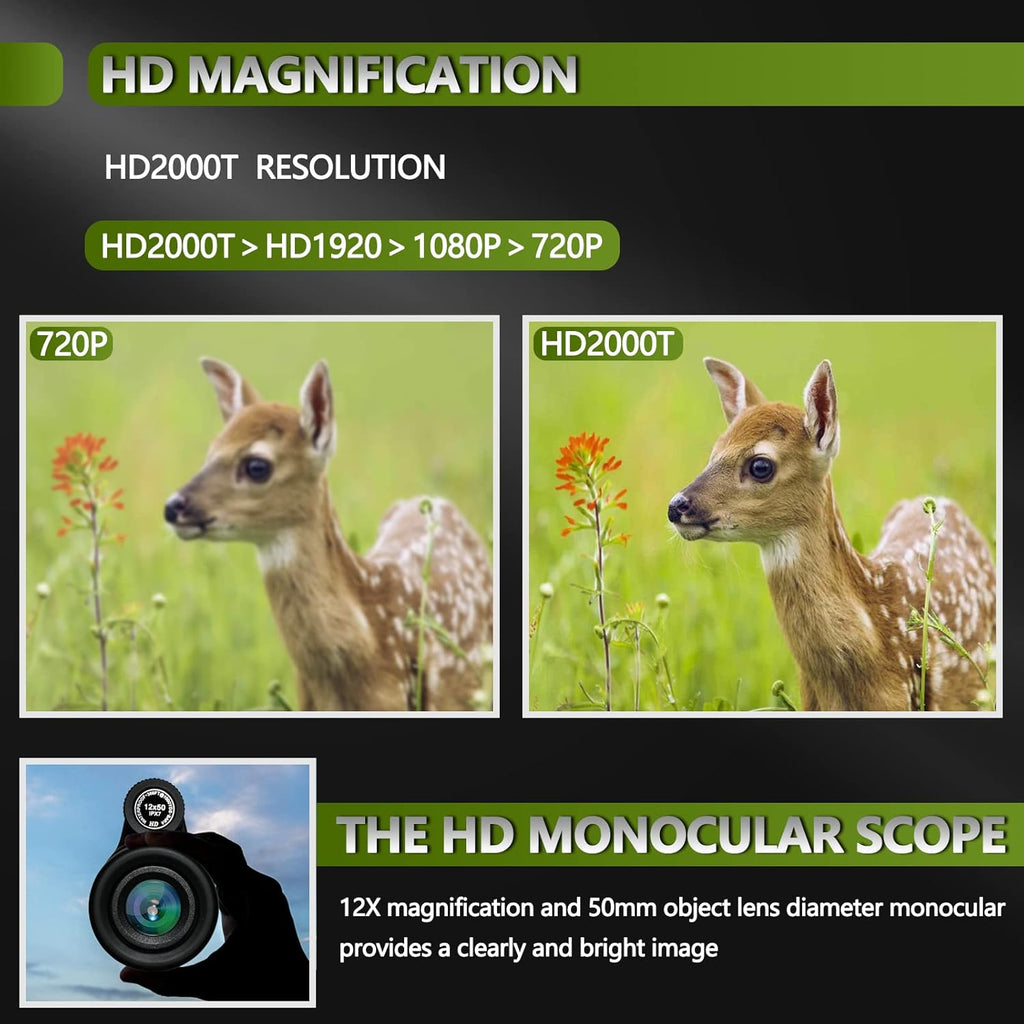 12x50 Waterproof Monocular with Smartphone Adapter & Tripod F534971