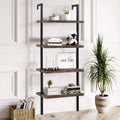 4 Shelf Wall Mount Bookshelf with Metal Frame B878