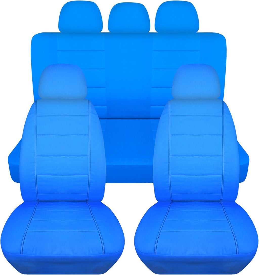 Charcoal Solid Car Seat Covers Full Set with 5 Headrest Covers E5783