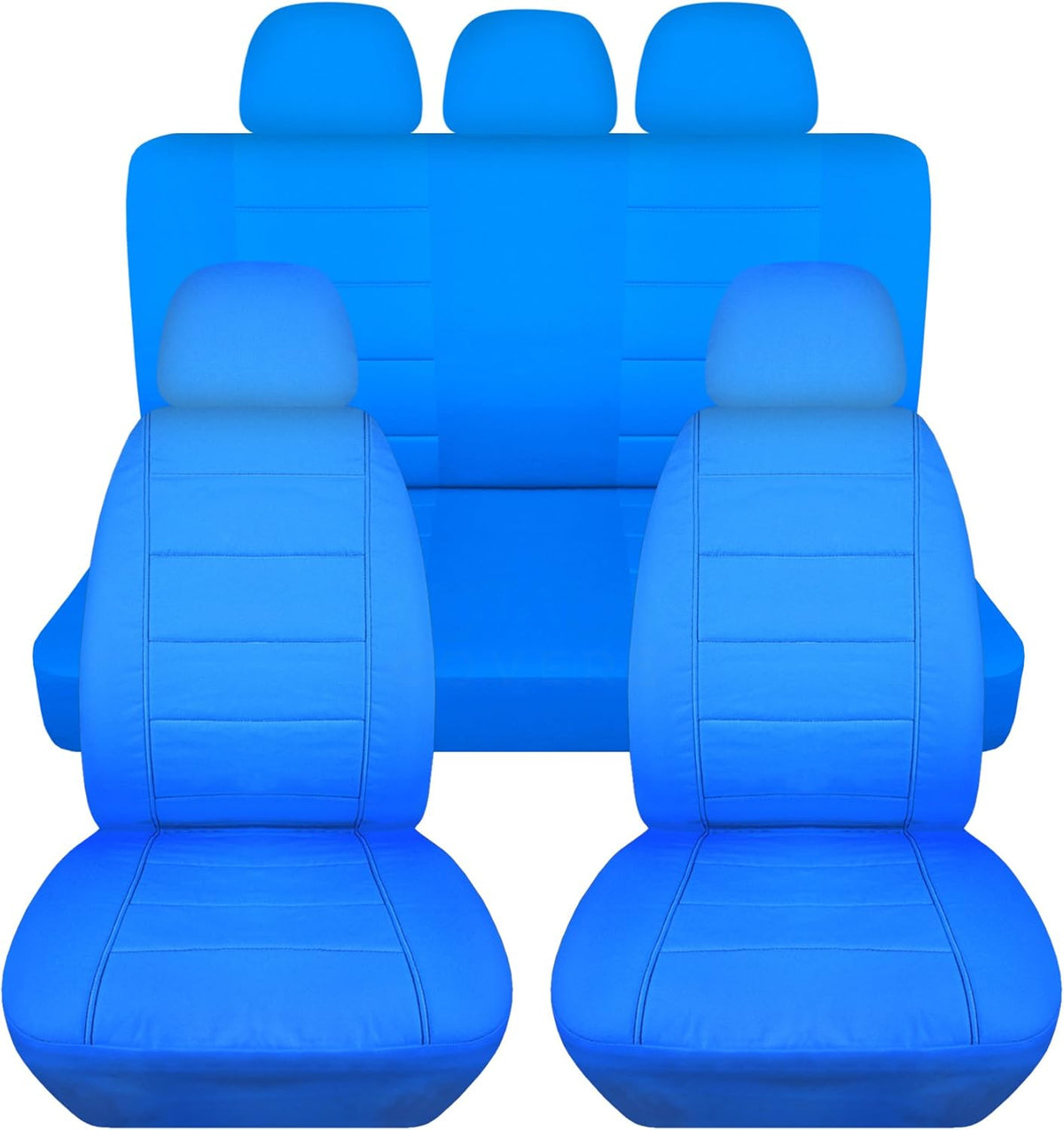 Charcoal Solid Car Seat Covers Full Set with 5 Headrest Covers E5783