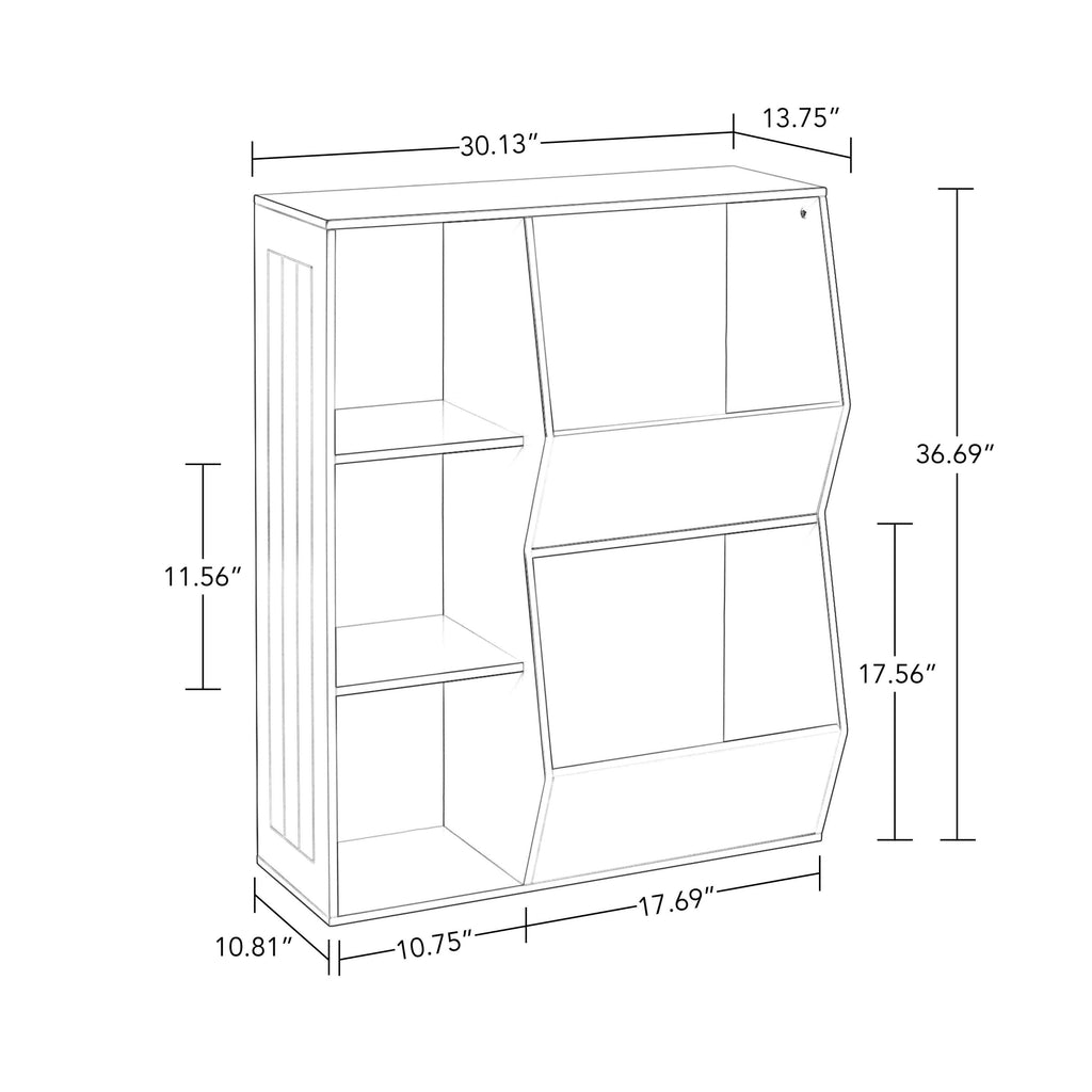 White 3-Cubby 2-Veggie Bin Floor Cabinet E6433