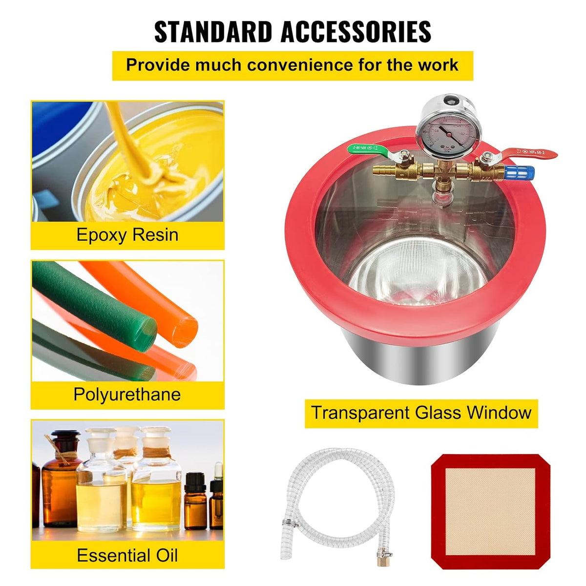 Vacuum Chamber Kit with Pump, 4CFM 1/3HP, 2 Gallon E587723