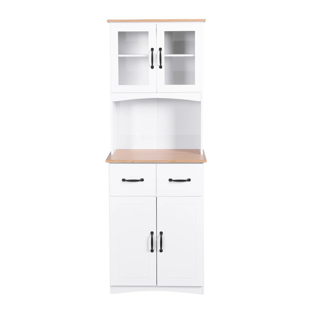 White Tall Wooden Kitchen Cabinet with 2 Drawers I11376