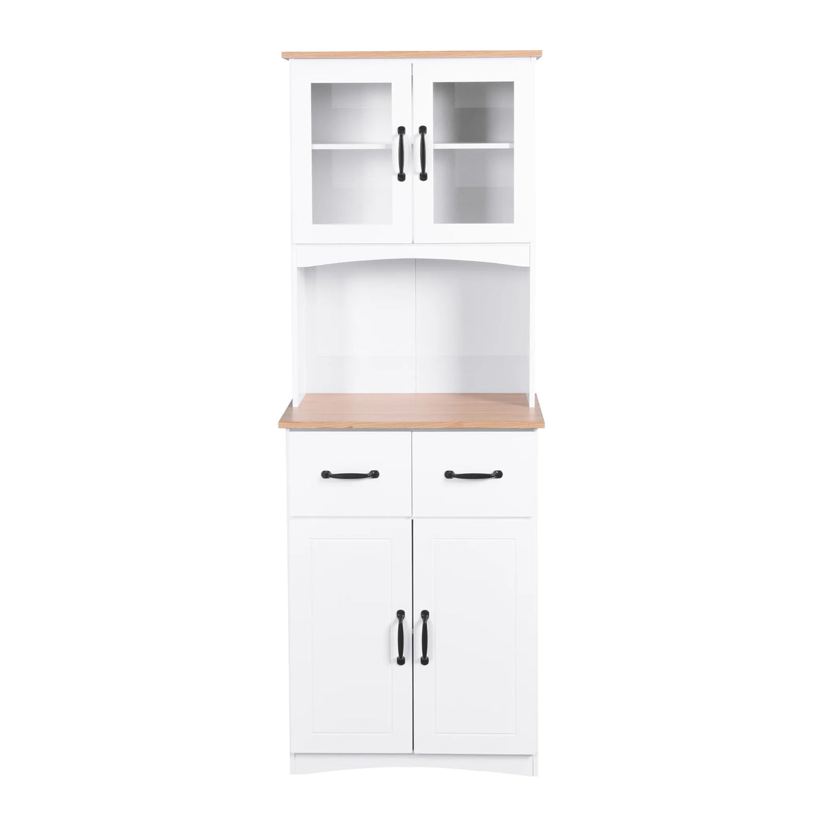 White Tall Wooden Kitchen Cabinet with 2 Drawers I11376