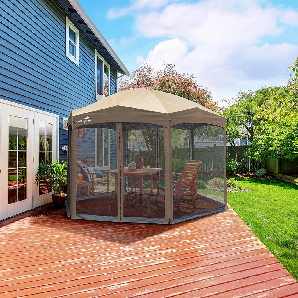 6 Sided Pop-Up Camping Gazebo with Mosquito Netting Q2197