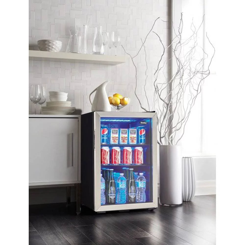 95 Can 2.6 Cu. Ft. Beverage Center Mini Fridge with Glass Door S78481