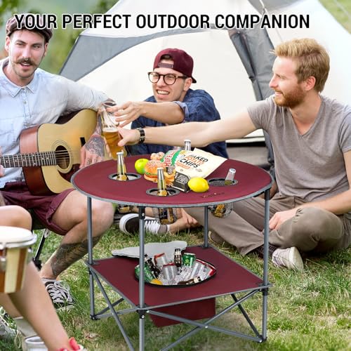 Portable Folding Camping Table with 4 Cup Holders E324246
