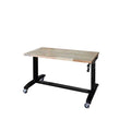 46 in. W x 24 in. D Steel Adjustable Height Solid Wood Top Workbench Table in Black L923