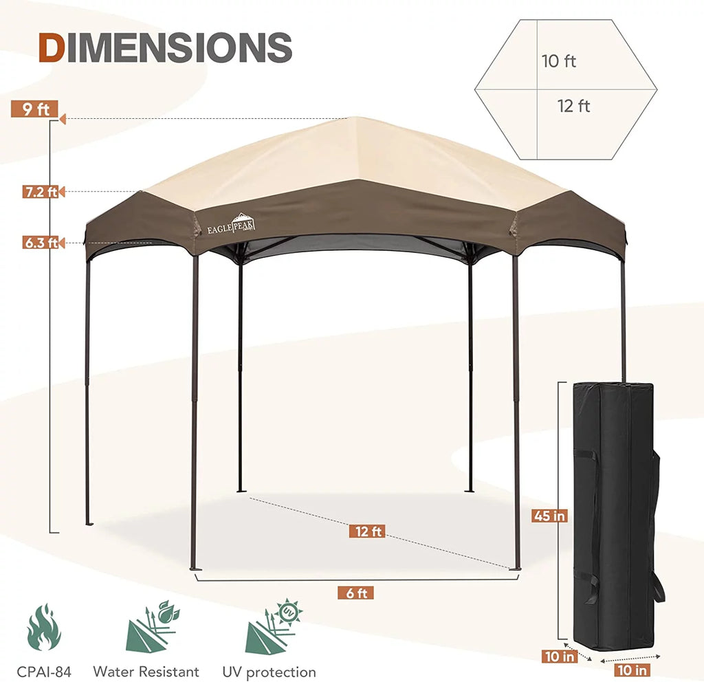 6 Sided Pop-Up Camping Gazebo with Mosquito Netting Q2197