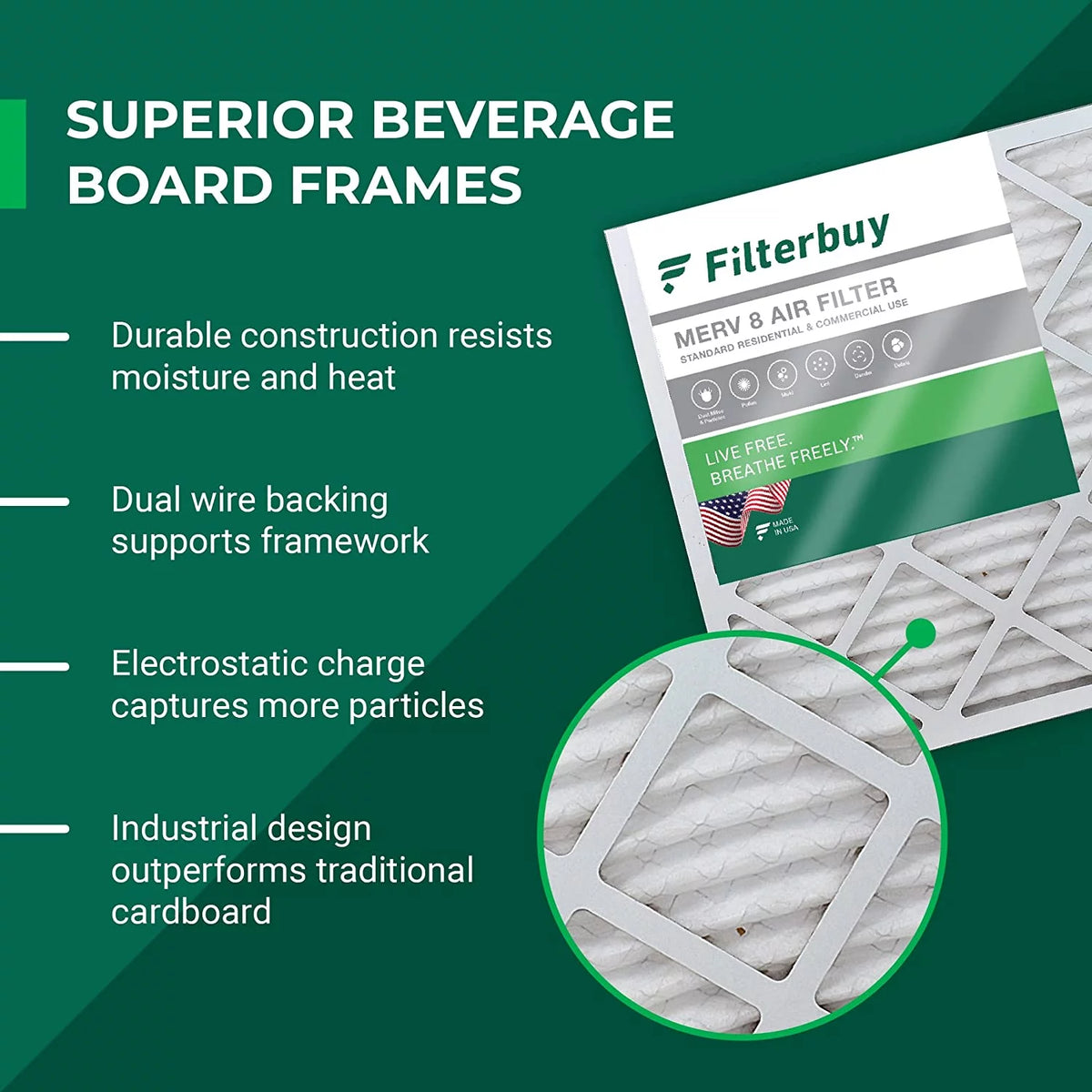20x25x5 MERV 8 Pleated HVAC Air Filters (3-Pack) M88816