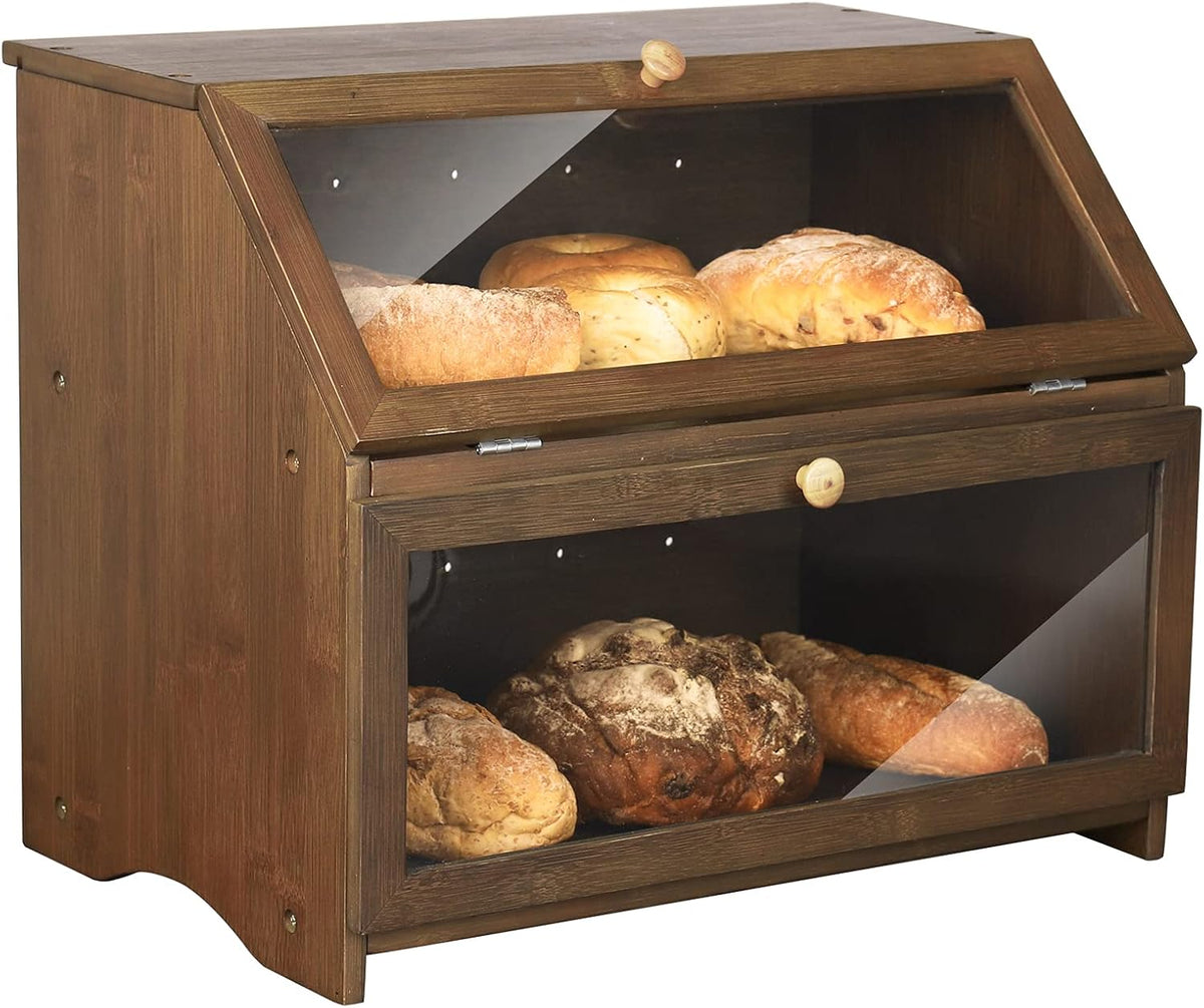 Natural Bamboo Double Layer Large Bread Box H505