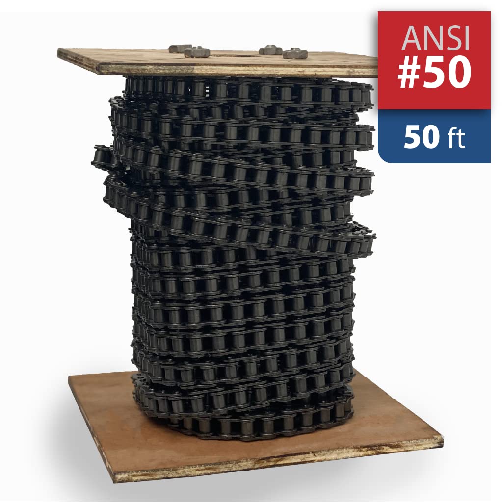 50 Feet Carbon Steel Roller Chain with Connecting Links Z796505