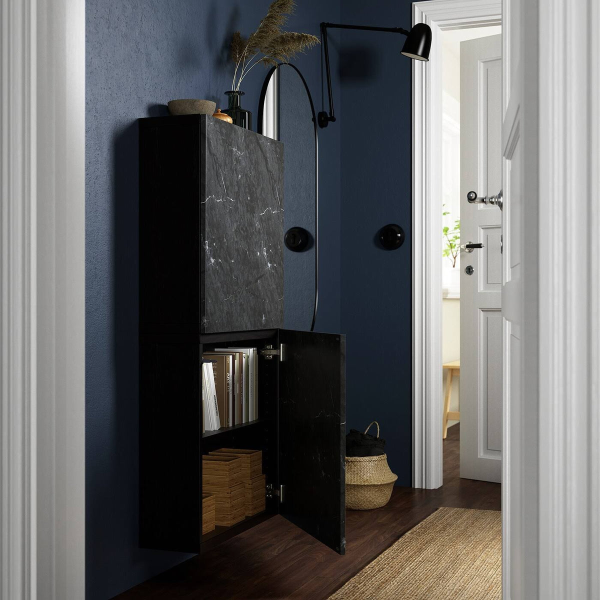 Black-Brown Wall Cabinet with 2 Doors Z3888