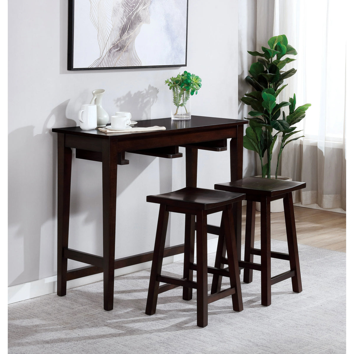 Solid Wood 3-Piece Bar Table Set L62605
