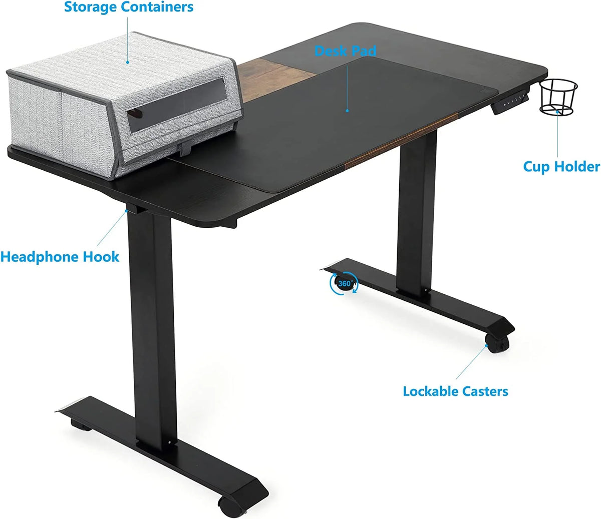 Height Adjustable Electric Standing Desk 48 x 24 Inches Vintage Brown R299192