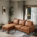 81.50" Wide L-Shaped Suede Fabric Light Brown Sectional Sofa H99029