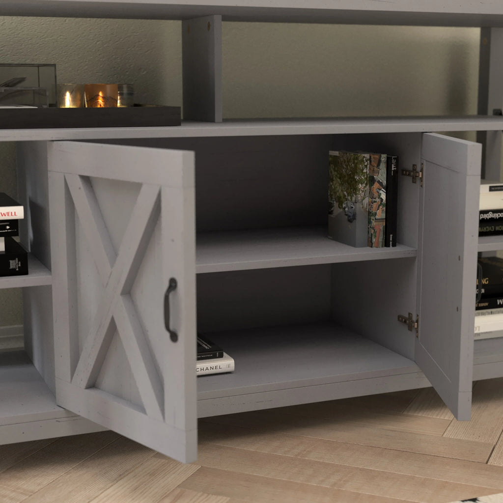 Coastal Gray TV Stand with Adjustable Shelf and Storage U5882