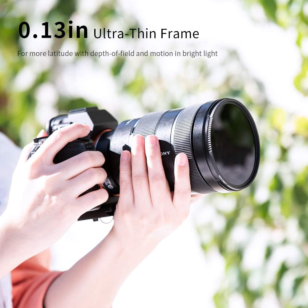 55mm Fixed ND Lens Filter Kit, Neutral Density ND4 ND8 ND64 ND1000 Filter Set with 4-Filter Pouch H6066
