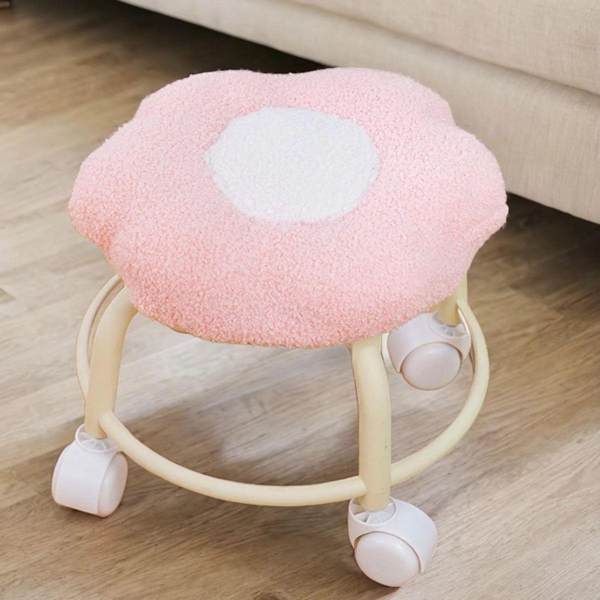Pink Rolling Swivel Stool Z95670