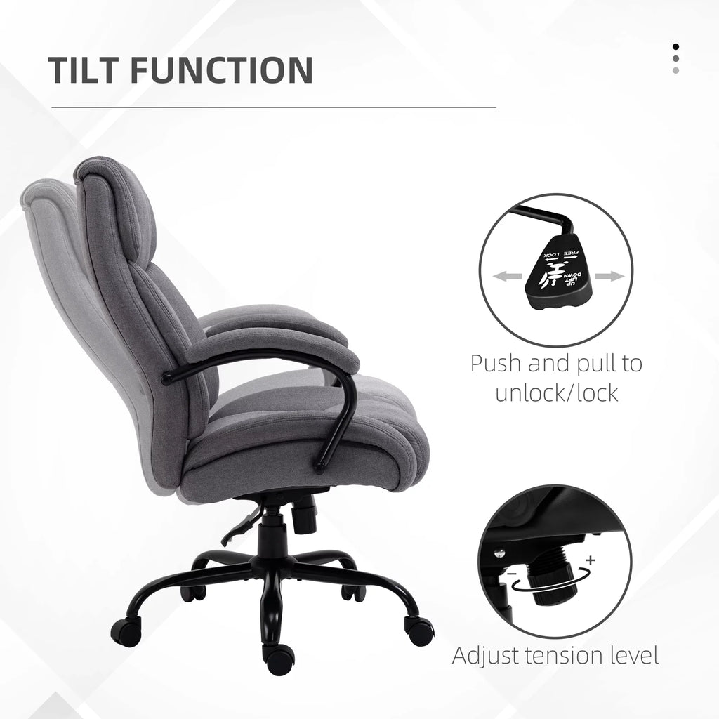 Light Grey Linen Fabric High Back Executive Office Chair V924901