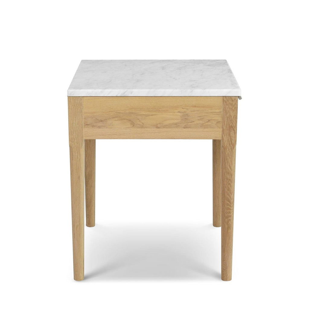 Square Italian Carrara White Marble Side Table with Legs - Tan M931112