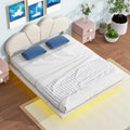 Beige Full Size Upholstered Platform Bed with LED Lights A861191