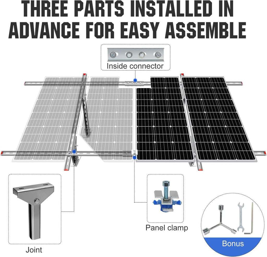 Adjustable Solar Panel Mounting Brackets Kit for 1-4pcs Solar Panels K201
