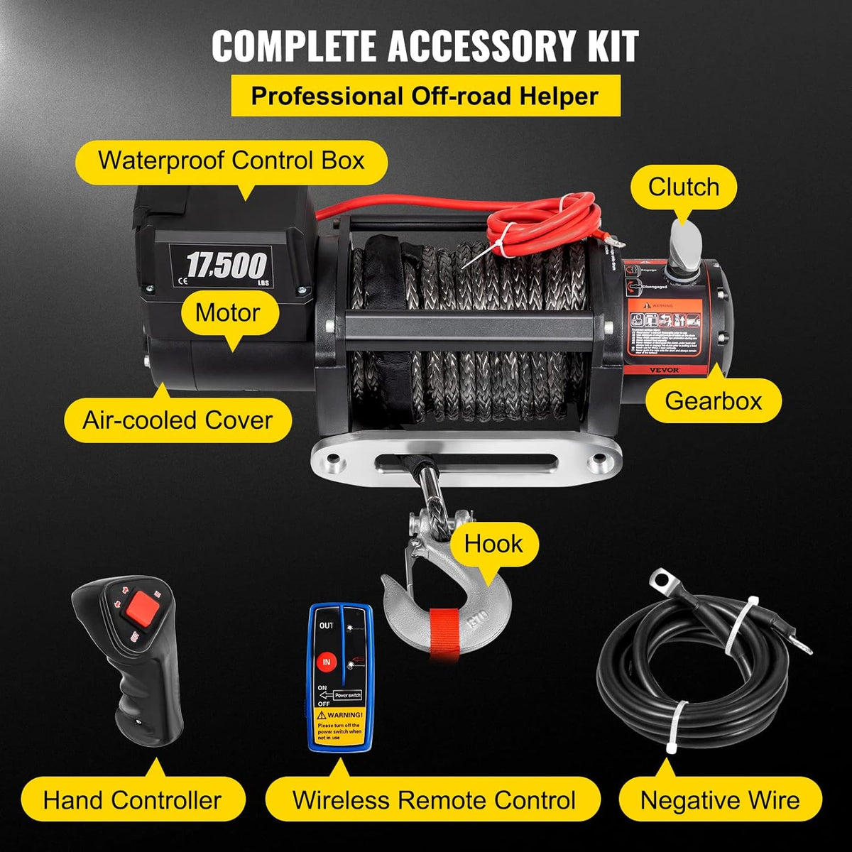 17500lb 12V Electric Winch with Wireless Remote Control Q5588