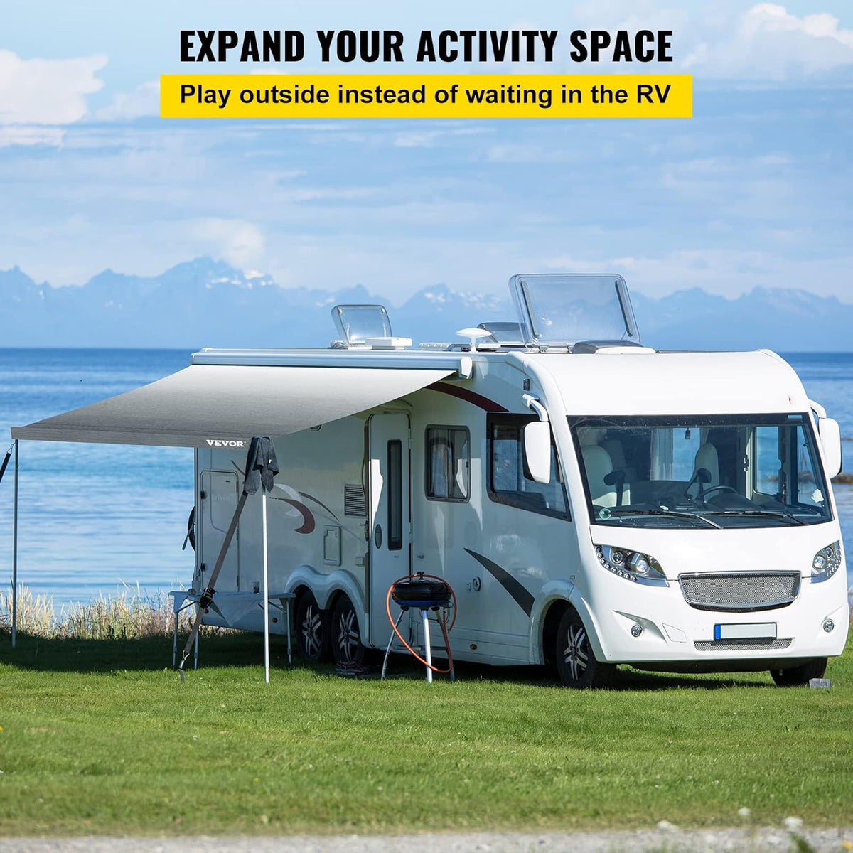 15 FT Gray Fade Vinyl RV Awning Replacement Fabric Q26523