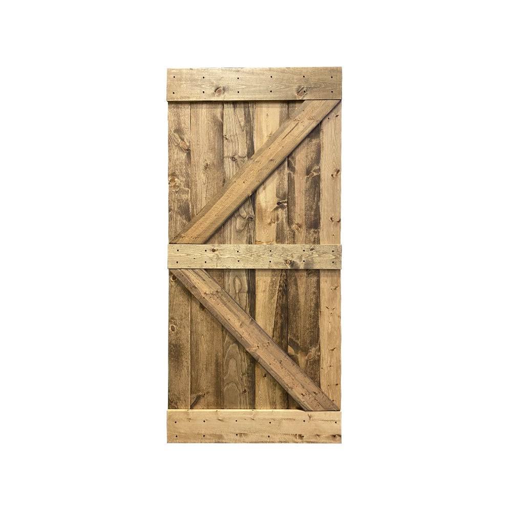 36 in. x 84 in. Solid Jungle Green Stained Pine Wood Interior Sliding Barn Door Slab N374