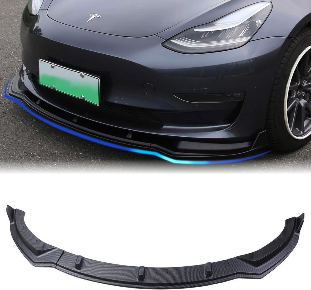 Glossy Carbon Fiber Pattern Front Bumper Lip Spoiler for Tesla Model 3 X53568