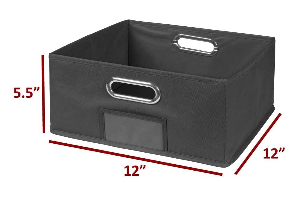 Cherry Grey Square Folding Bookcase with Fabric Bins E665